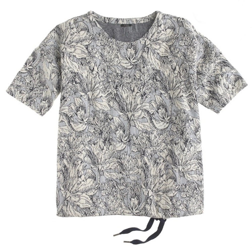 J. Crew Short Sleeve Jacquard tie Sweatshirt